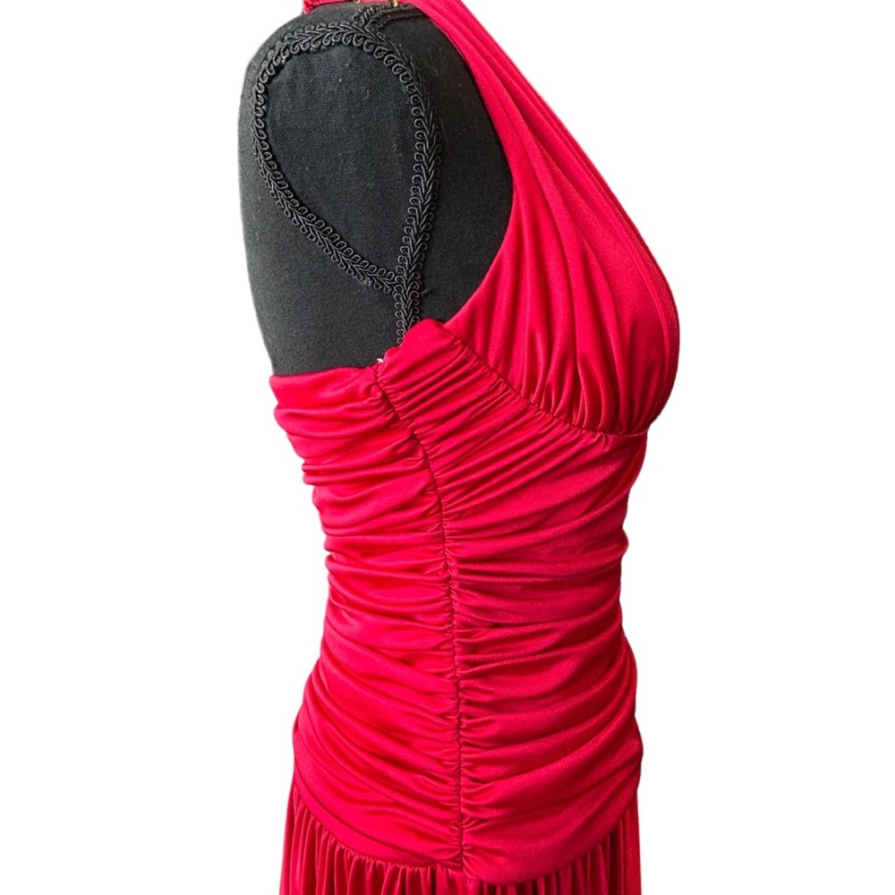 Betsy & Adam Red Halter Dress Size 6 Old Hollywood Marilyn Monroe Evening Gown - Picture 6 of 11